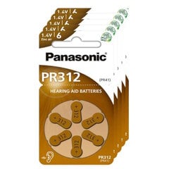 Батарейки для слуховых аппаратов Panasonic 312 (PR41) 5х6 шт., 30 шт. цена и информация | Батарейки | kaup24.ee