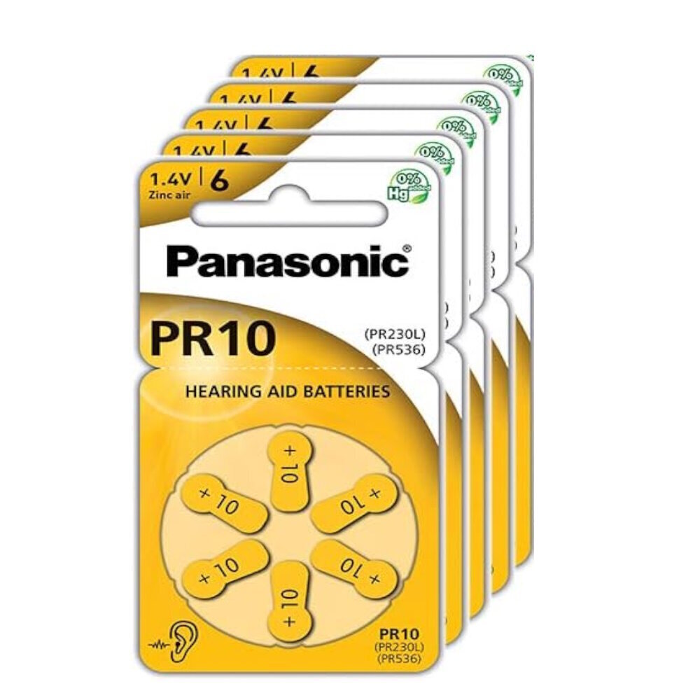 Panasonic 10 (PR70) kuuldeaparaadi patareid 5x6 tk, 30 tk hind ja info | Patareid | kaup24.ee