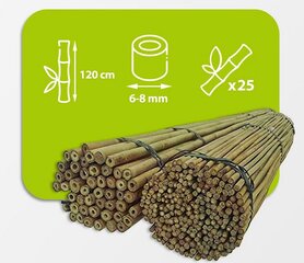 Бамбуковые шесты 120 см 6/8 мм / 25 шт. цена и информация | Подставки для цветов, держатели для вазонов | kaup24.ee