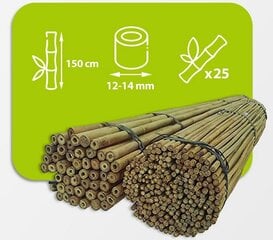 Бамбуковые шесты 150 см, 12/14 мм / 25 шт. цена и информация | Подставки для цветов, держатели для вазонов | kaup24.ee