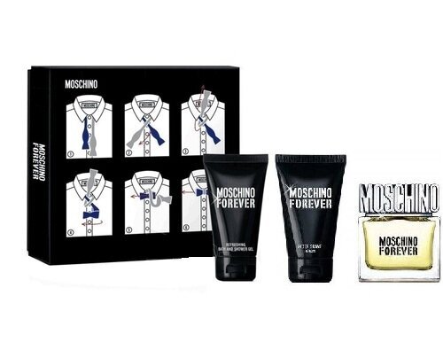 Komplekt Moschino Forever meestele: tualettvesi EDT, 50ml + dušigeel, 50ml + raseerimisjärgne palsam, 50ml цена и информация | Meeste parfüümid | kaup24.ee