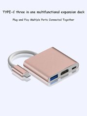 Кабель переходник Type-C-HDMI/Type-C/USB 3.0, Electronics LV-372, 1 шт цена и информация | Адаптер Aten Video Splitter 2 port 450MHz | kaup24.ee