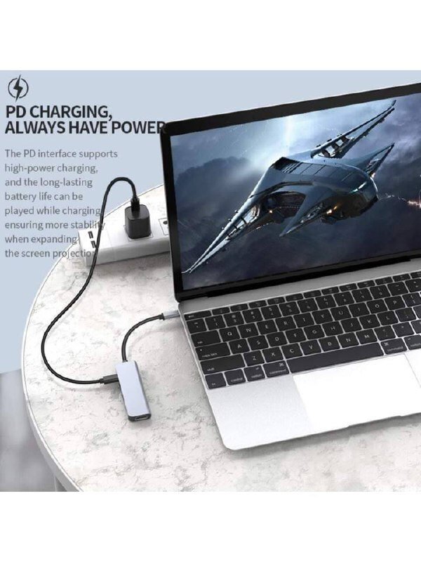 Adapter Type-C HUB 5-in-1 MacBook jaoks, Electronics LV-373, hall цена и информация | USB jagajad, adapterid | kaup24.ee