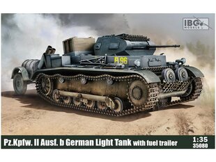 Сборная пластиковая модель. IBG Models - Pz.Kpfw. II Ausf.b German Light Tank with fuel trailer, 1/35, 35080 цена и информация | Склеиваемые модели | kaup24.ee
