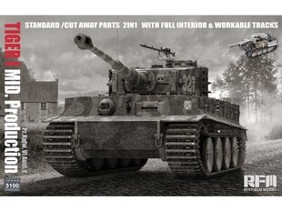 Rye Field Model - Pz.Kpfw. VI Ausf. E Tiger I Mid. Production Standard/Cut Away Parts 2in1 with full interior & workable tracks, 1/35, RFM-5100 hind ja info | Liimitavad mudelid | kaup24.ee