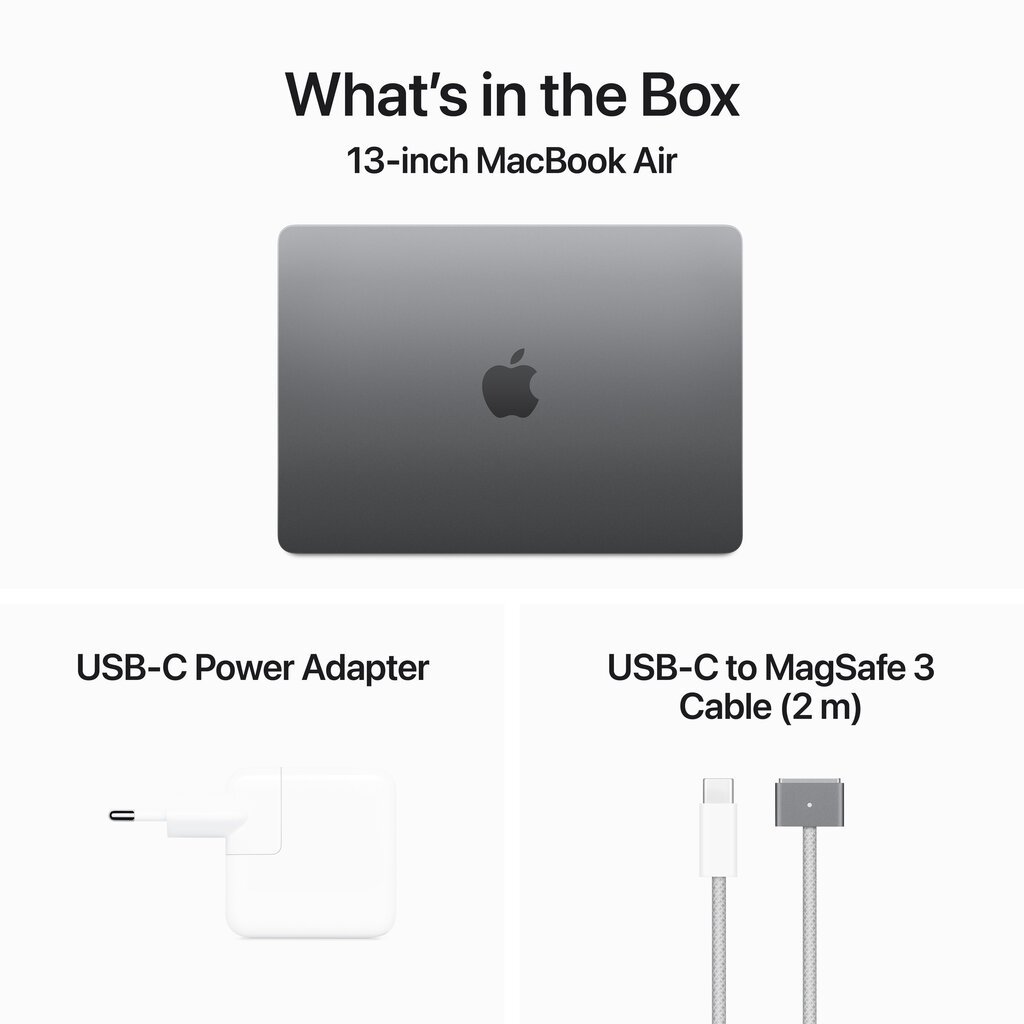 MacBook Air 13" Apple M3 chip with 8-core CPU and 10-core GPU, 8GB, 512GB SSD - Space Grey - MRXP3RU/A hind ja info | Sülearvutid | kaup24.ee