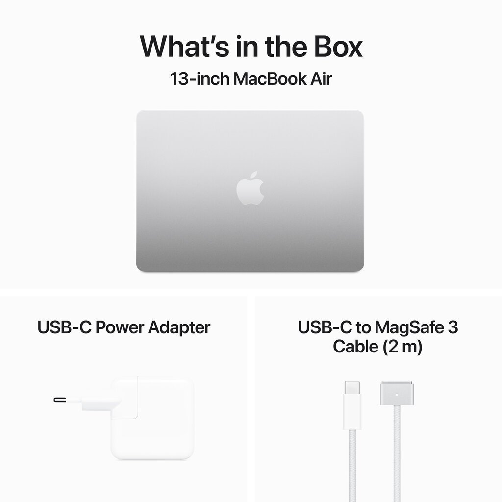 MacBook Air 13" Apple M3 chip with 8-core CPU and 10-core GPU, 8GB, 512GB SSD - Silver - MRXR3RU/A цена и информация | Sülearvutid | kaup24.ee