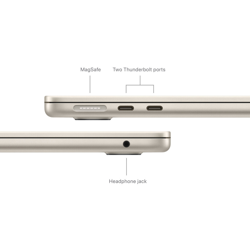 MacBook Air 13" Apple M3 chip with 8-core CPU and 10-core GPU, 8GB, 512GB SSD - Starlight - MRXU3RU/A hind ja info | Sülearvutid | kaup24.ee