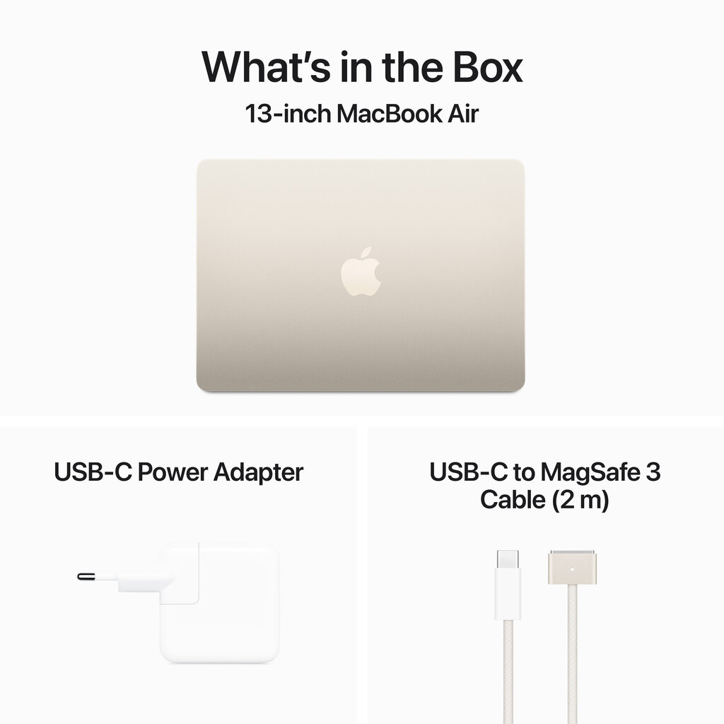MacBook Air 13" Apple M3 chip with 8-core CPU and 10-core GPU, 8GB, 512GB SSD - Starlight - MRXU3RU/A цена и информация | Sülearvutid | kaup24.ee