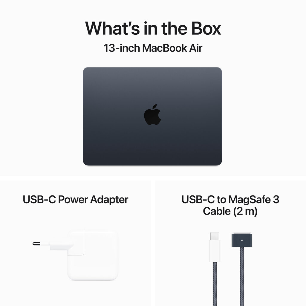 MacBook Air 13" Apple M3 chip with 8-core CPU and 10-core GPU, 8GB, 512GB SSD - Midnight - MRXW3KS/A hind ja info | Sülearvutid | kaup24.ee
