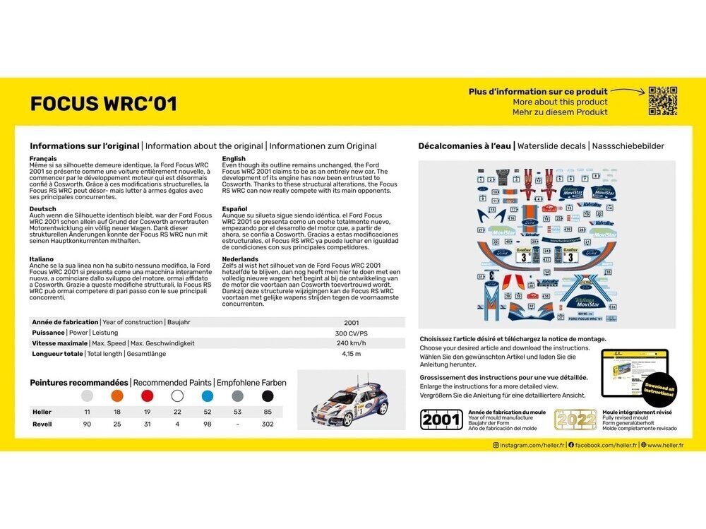 Heller - Ford Focus WRC'01 mudeli komplekt, 1/43, 56196 hind ja info | Liimitavad mudelid | kaup24.ee