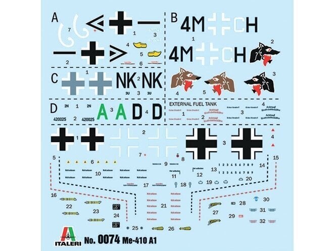 Italeri - Messerschmitt Me 410 ''Hornisse'', 1/72, 0074 цена и информация | Liimitavad mudelid | kaup24.ee