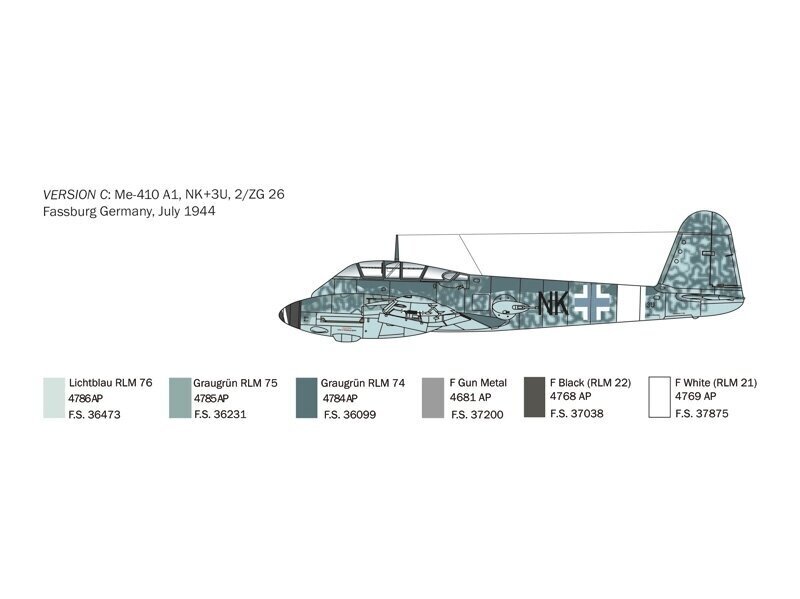 Italeri - Messerschmitt Me 410 ''Hornisse'', 1/72, 0074 hind ja info | Liimitavad mudelid | kaup24.ee