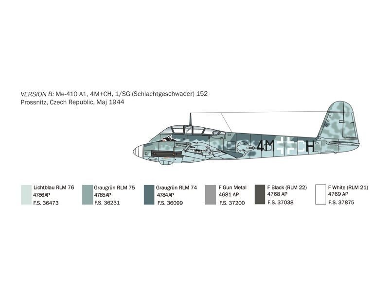 Italeri - Messerschmitt Me 410 ''Hornisse'', 1/72, 0074 цена и информация | Liimitavad mudelid | kaup24.ee