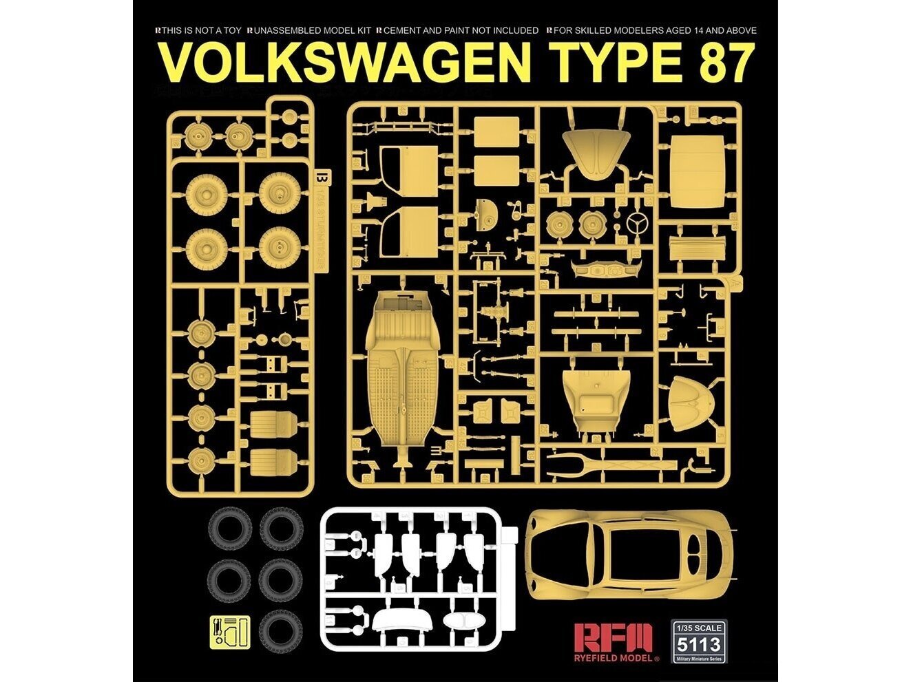 Rye Field Model - Volkswagen Beetle Type 87 w/full interior, 1/35, 5113 цена и информация | Liimitavad mudelid | kaup24.ee