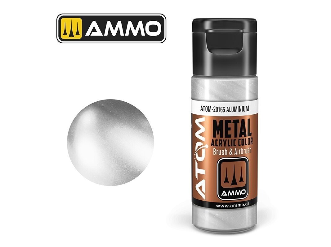 Akrüülvärv Ammo Mig Atom Metallic Aluminium, 20ml, 20165 hind ja info | Kunstitarbed, voolimise tarvikud | kaup24.ee
