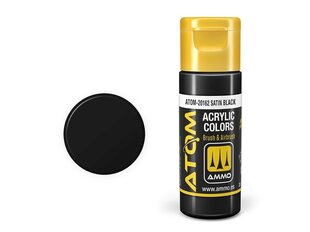 AMMO MIG - ATOM Акриловые краски Satin Black, 20ml, 20162 цена и информация | Принадлежности для рисования, лепки | kaup24.ee