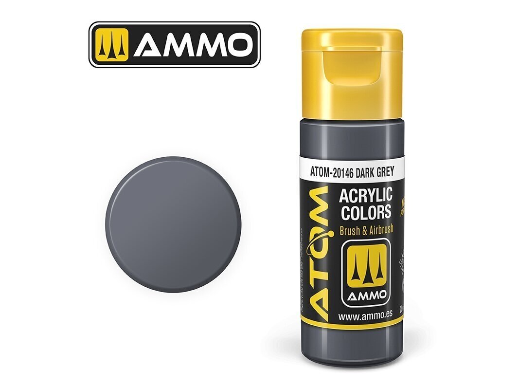 Akrüülvärv Ammo Mig Atom Dark Grey, 20ml, 20146 цена и информация | Kunstitarbed, voolimise tarvikud | kaup24.ee