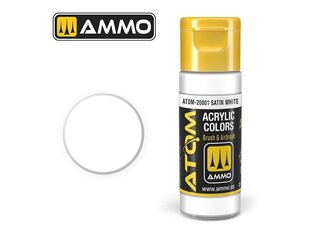 AMMO MIG - ATOM Акриловые Satin White, 20ml, 20001 цена и информация | Принадлежности для рисования, лепки | kaup24.ee