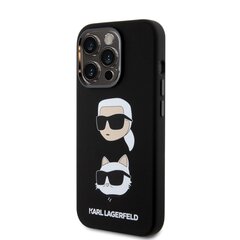 Karl Lagerfeld Liquid Silicone Karl and Choupette Heads Case for iPhone 15 Pro Black цена и информация | Чехлы для телефонов | kaup24.ee