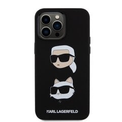 Karl Lagerfeld Liquid Silicone Karl and Choupette Heads Case for iPhone 15 Pro Max Black цена и информация | Чехлы для телефонов | kaup24.ee