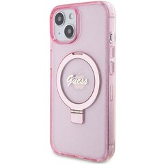 Guess IML Ring Stand Glitter MagSafe Case for iPhone 15 Pink цена и информация | Чехлы для телефонов | kaup24.ee