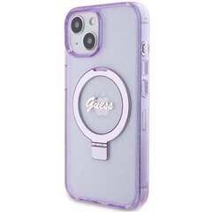 Guess IML Ring Stand Glitter MagSafe Case for iPhone 15 Purple цена и информация | Чехлы для телефонов | kaup24.ee