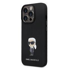 Karl Lagerfeld Liquid Silicone Metal Ikonik Case for iPhone 15 Pro Black цена и информация | Чехлы для телефонов | kaup24.ee