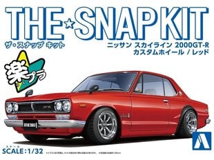 Aoshima - The Snap Kit Nissan Skyline 2000GT-R Custom Wheel / Red, 1/32, 06472 hind ja info | Liimitavad mudelid | kaup24.ee