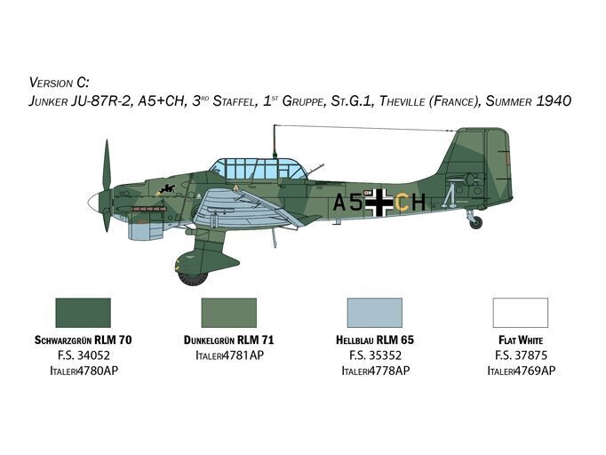 Konstruktor Italeri Junkers Ju87B Stuka 2807 цена и информация | Liimitavad mudelid | kaup24.ee