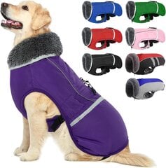 Светоотражающая куртка для собак QBLEEV, водонепроницаемая, флисовая подкладка, фиолетовая цена и информация | Одежда для собак | kaup24.ee