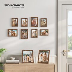 Рамки для фотографий Songmics, 16 креплений, 10 фоторамок, коричневые цена и информация | Рамки, фотоальбомы | kaup24.ee