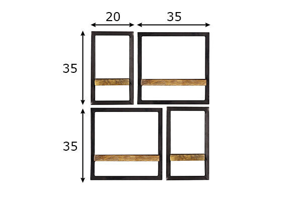 4-osaline riiulikomplekt Sidney, must/pruun hind ja info | Riiulid | kaup24.ee