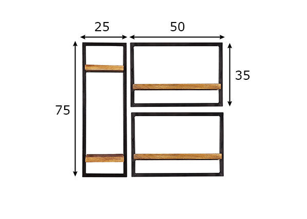 3-osaline riiulikomplekt Sidney, must/pruun hind ja info | Riiulid | kaup24.ee