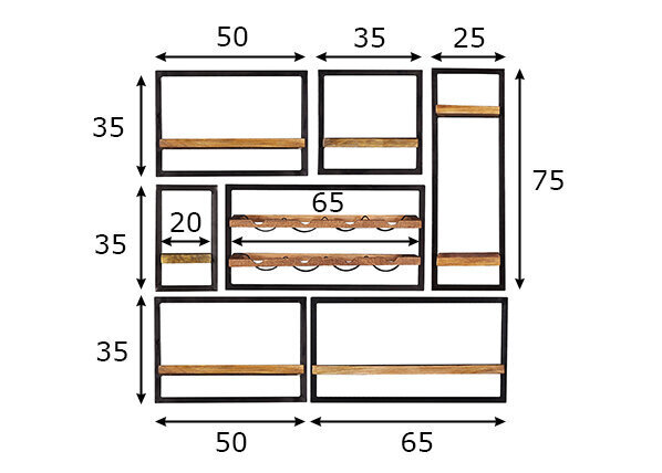 7-osaline riiulikomplekt Sidney, must/pruun цена и информация | Riiulid | kaup24.ee