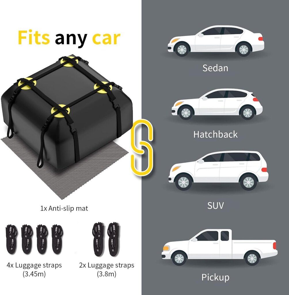 Auto katusekott Nabiye, 96 x 96 x 45 cm, must hind ja info | Katuseboksid | kaup24.ee