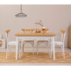 обеденный комплект из 5 предметов Asir Oliver Sbt. Karina, белый/коричневый цена и информация | Комплекты мебели для столовой | kaup24.ee