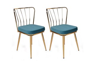 комплект из 2 стульев Kalune Design Yildiz 929 V2, синий/золотой цена и информация | Стулья для кухни и столовой | kaup24.ee