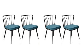4 tooliga komplekt Kalune Design Yildiz 951 V4, sinine/must hind ja info | Söögilaua toolid, köögitoolid | kaup24.ee