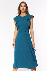 Женское платье с рюшами на плечах - S201, лазурно-голубое  цена и информация | Платья | kaup24.ee