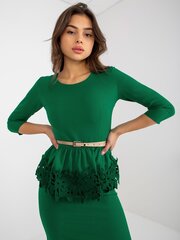зеленое приталенное коктейльное платье с баской и поясом цена и информация | Платья | kaup24.ee