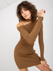 светло-коричневое платье в рубчик с чокером цена и информация | Платье | kaup24.ee