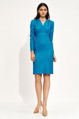 Синее приталенное платье с длинными рукавами - S211 цена и информация | Платья | kaup24.ee