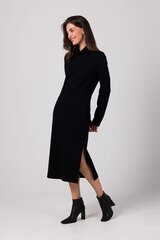 B238 Платье с высоким воротником и карманами - черное цена и информация | Платья | kaup24.ee