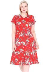 Красное платье из вискозы с цветами B360-42 цена и информация | Платья | kaup24.ee