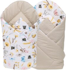 Двусторонний детский конверт - плед Babymam, 80x80 cm, white/beige цена и информация | Детские подушки, конверты, спальники | kaup24.ee