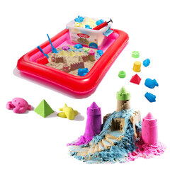 Кинетический песок в коробке, 2 кг, 16 формочек, зеленый цена и информация | Развивающие игрушки | kaup24.ee