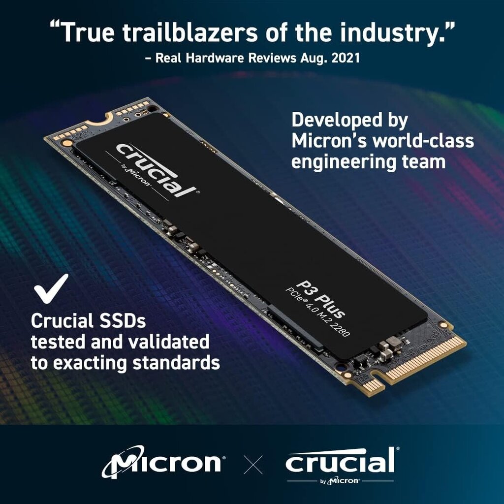 Crucial P3 Plus PCIe 4.0 NVMe M.2 for PC/PS5 2TB hind ja info | Sisemised kõvakettad (HDD, SSD, Hybrid) | kaup24.ee