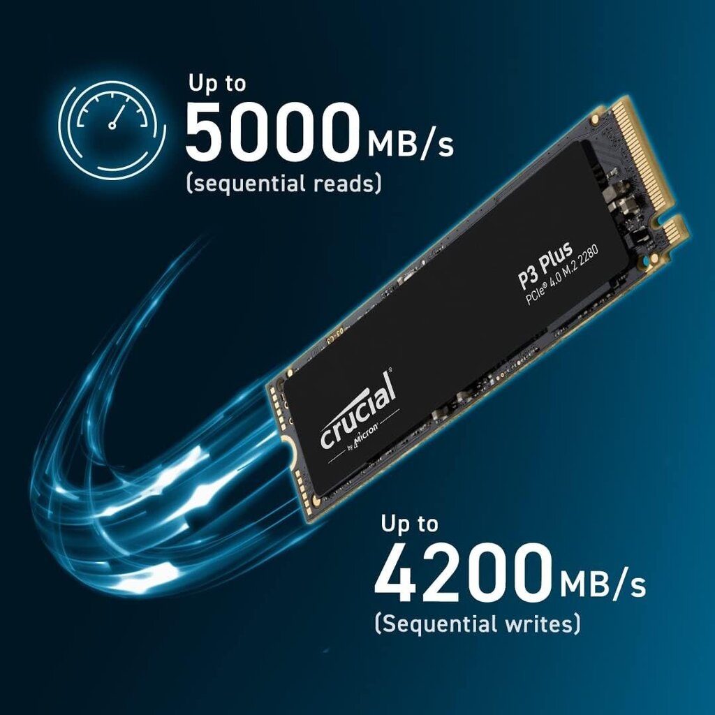 Crucial P3 Plus PCIe 4.0 NVMe M.2 for PC/PS5 2TB hind ja info | Sisemised kõvakettad (HDD, SSD, Hybrid) | kaup24.ee