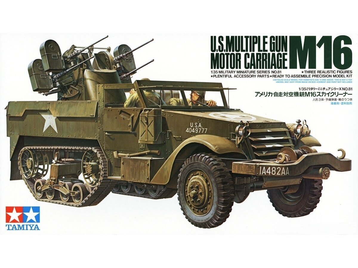 Tamiya - U.S. Multiple Gun Motor Carriage M16, 1/35, 35081 цена и информация | Klotsid ja konstruktorid | kaup24.ee